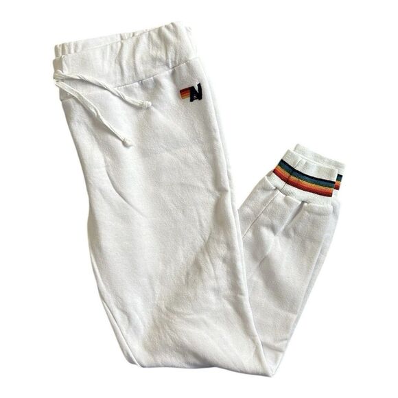 Aviator Nation White Sweatpants Size XL Casual Women’s Rainbow Joggers - Picture 8 of 10